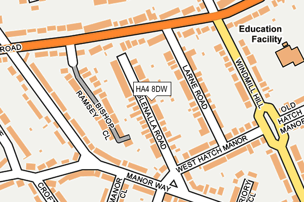 HA4 8DW map - OS OpenMap – Local (Ordnance Survey)