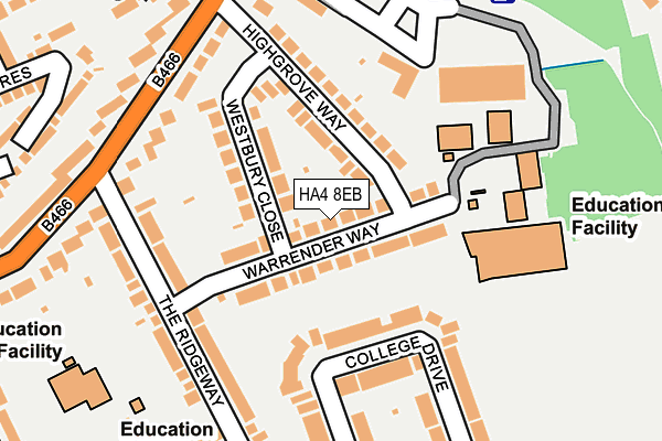 HA4 8EB map - OS OpenMap – Local (Ordnance Survey)