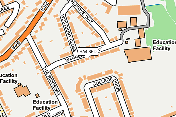 HA4 8ED map - OS OpenMap – Local (Ordnance Survey)