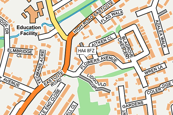 HA4 8FZ map - OS OpenMap – Local (Ordnance Survey)