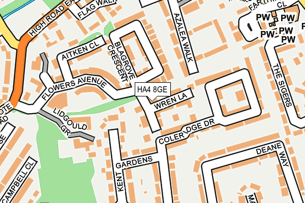 HA4 8GE map - OS OpenMap – Local (Ordnance Survey)