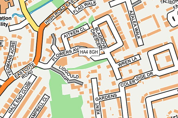 HA4 8GH map - OS OpenMap – Local (Ordnance Survey)