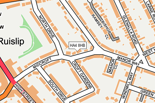 HA4 8HB map - OS OpenMap – Local (Ordnance Survey)