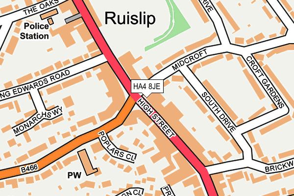 HA4 8JE map - OS OpenMap – Local (Ordnance Survey)