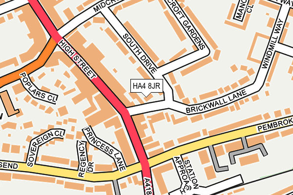 HA4 8JR map - OS OpenMap – Local (Ordnance Survey)