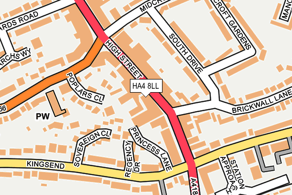 HA4 8LL map - OS OpenMap – Local (Ordnance Survey)