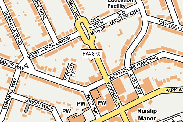 HA4 8PX map - OS OpenMap – Local (Ordnance Survey)