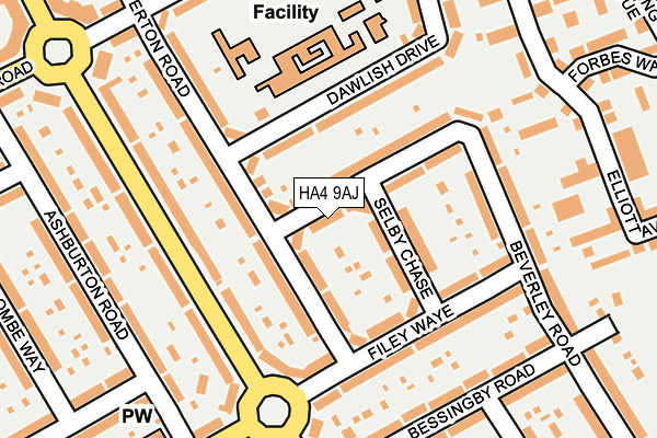 HA4 9AJ map - OS OpenMap – Local (Ordnance Survey)