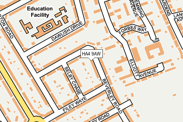 HA4 9AW map - OS OpenMap – Local (Ordnance Survey)