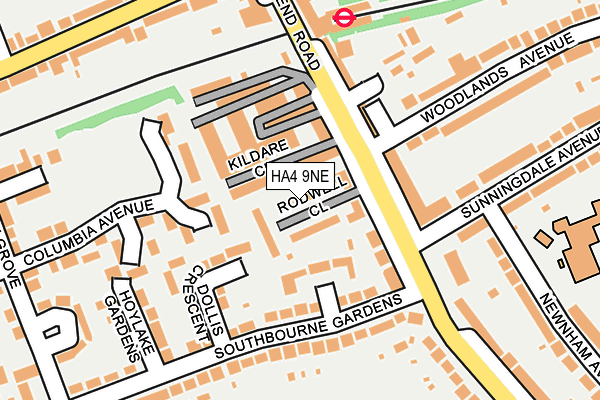 HA4 9NE map - OS OpenMap – Local (Ordnance Survey)