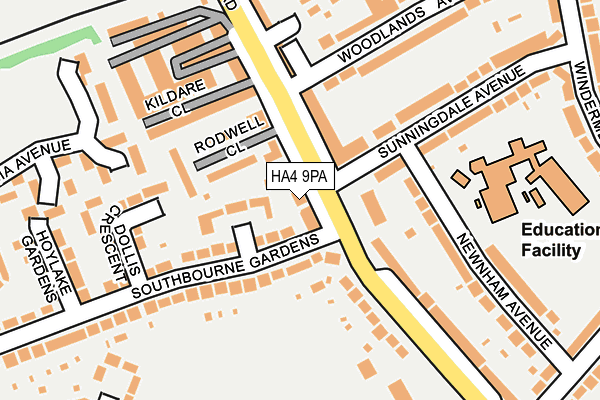 HA4 9PA map - OS OpenMap – Local (Ordnance Survey)