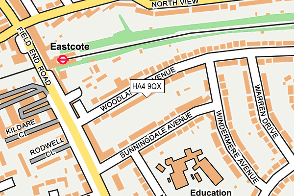 HA4 9QX map - OS OpenMap – Local (Ordnance Survey)