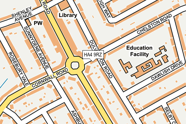 HA4 9RZ map - OS OpenMap – Local (Ordnance Survey)