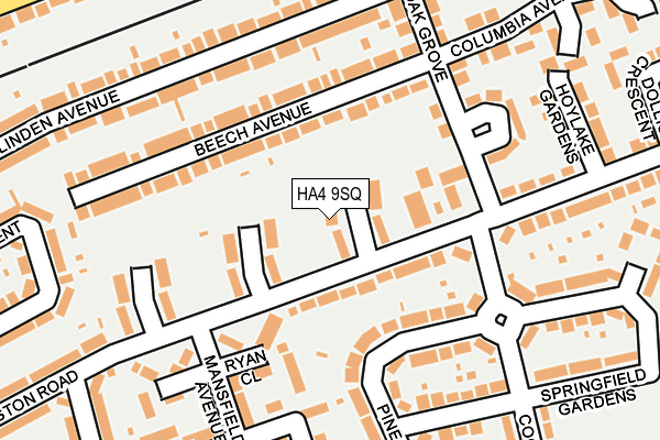 HA4 9SQ map - OS OpenMap – Local (Ordnance Survey)
