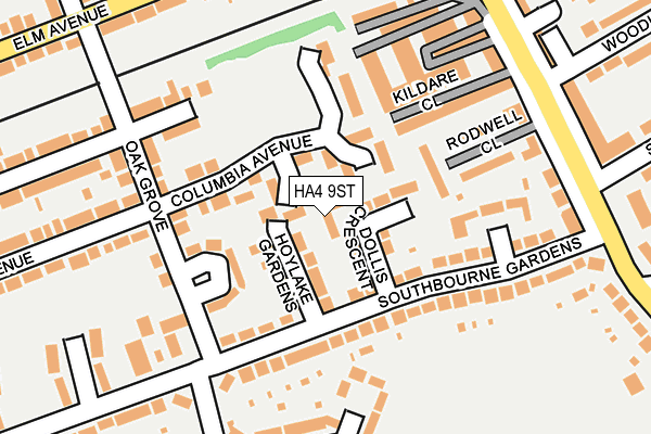 HA4 9ST map - OS OpenMap – Local (Ordnance Survey)