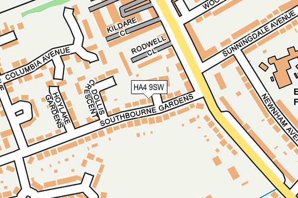 HA4 9SW map - OS OpenMap – Local (Ordnance Survey)