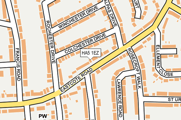 HA5 1EZ map - OS OpenMap – Local (Ordnance Survey)