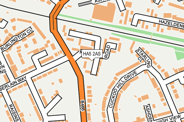 HA5 2AS map - OS OpenMap – Local (Ordnance Survey)
