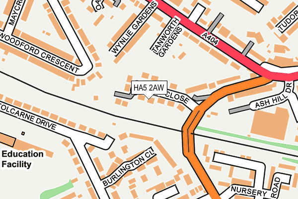 HA5 2AW map - OS OpenMap – Local (Ordnance Survey)