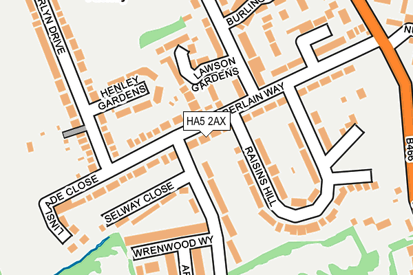 HA5 2AX map - OS OpenMap – Local (Ordnance Survey)