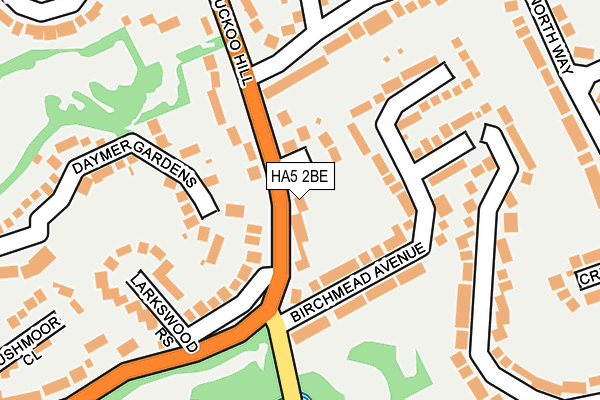 HA5 2BE map - OS OpenMap – Local (Ordnance Survey)