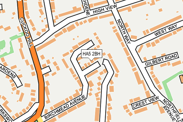 HA5 2BH map - OS OpenMap – Local (Ordnance Survey)