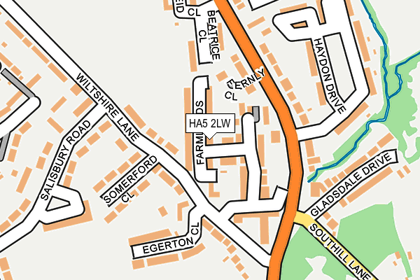HA5 2LW map - OS OpenMap – Local (Ordnance Survey)