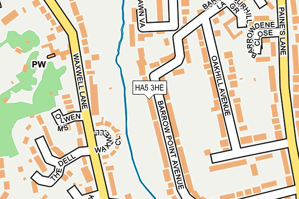 HA5 3HE map - OS OpenMap – Local (Ordnance Survey)