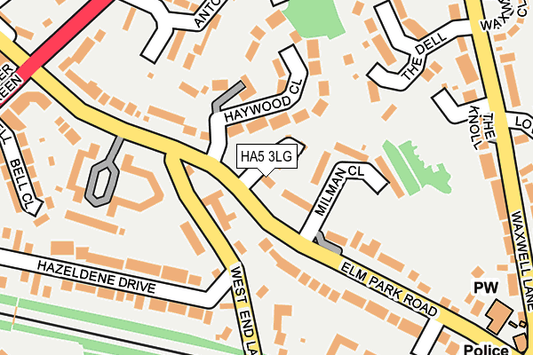 HA5 3LG map - OS OpenMap – Local (Ordnance Survey)