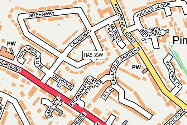 HA5 3SW map - OS OpenMap – Local (Ordnance Survey)