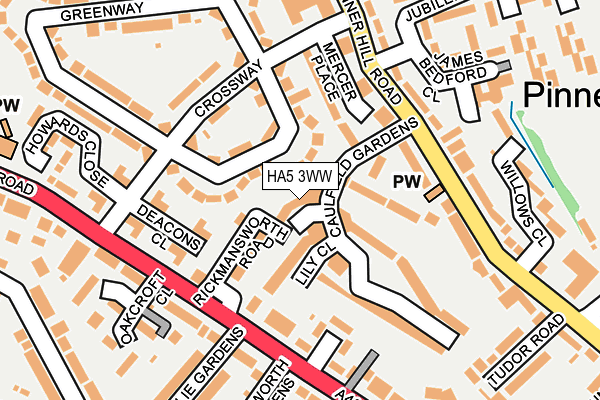 HA5 3WW map - OS OpenMap – Local (Ordnance Survey)