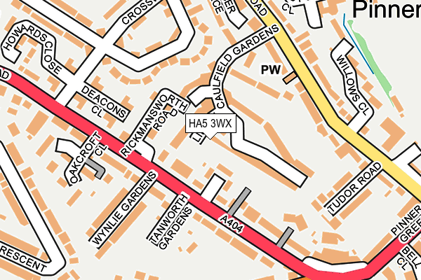 HA5 3WX map - OS OpenMap – Local (Ordnance Survey)