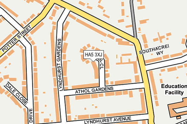 HA5 3XJ map - OS OpenMap – Local (Ordnance Survey)