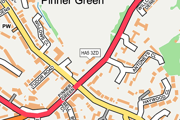 HA5 3ZD map - OS OpenMap – Local (Ordnance Survey)