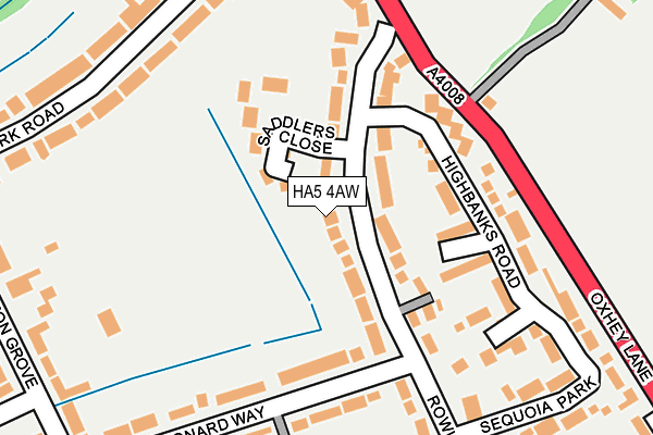 HA5 4AW map - OS OpenMap – Local (Ordnance Survey)