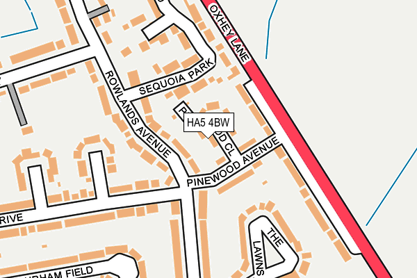 HA5 4BW map - OS OpenMap – Local (Ordnance Survey)