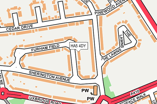 HA5 4DY map - OS OpenMap – Local (Ordnance Survey)