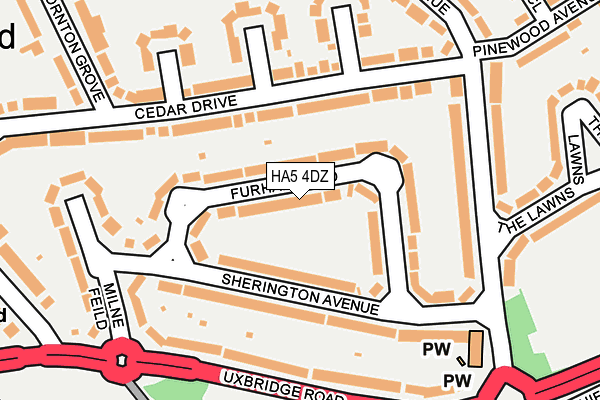 HA5 4DZ map - OS OpenMap – Local (Ordnance Survey)
