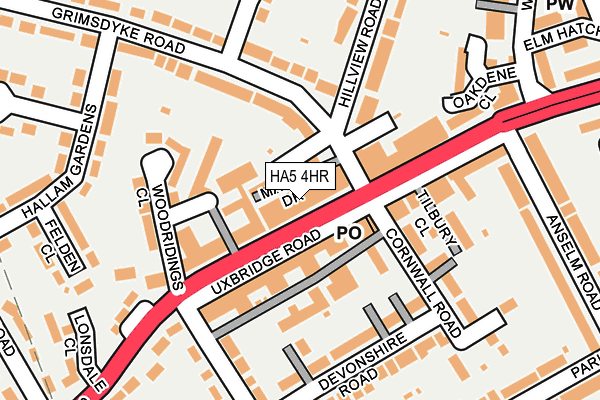 HA5 4HR map - OS OpenMap – Local (Ordnance Survey)