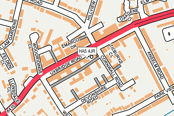 HA5 4JR map - OS OpenMap – Local (Ordnance Survey)