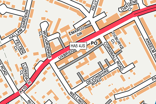 HA5 4JS map - OS OpenMap – Local (Ordnance Survey)