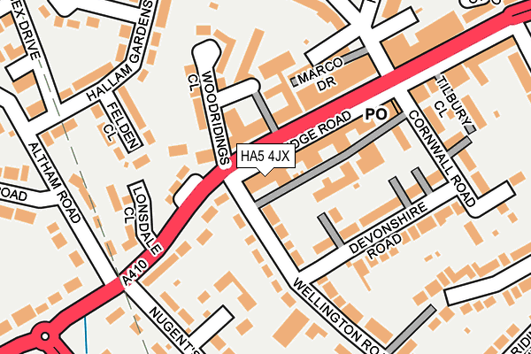 HA5 4JX map - OS OpenMap – Local (Ordnance Survey)