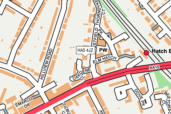 HA5 4JZ map - OS OpenMap – Local (Ordnance Survey)