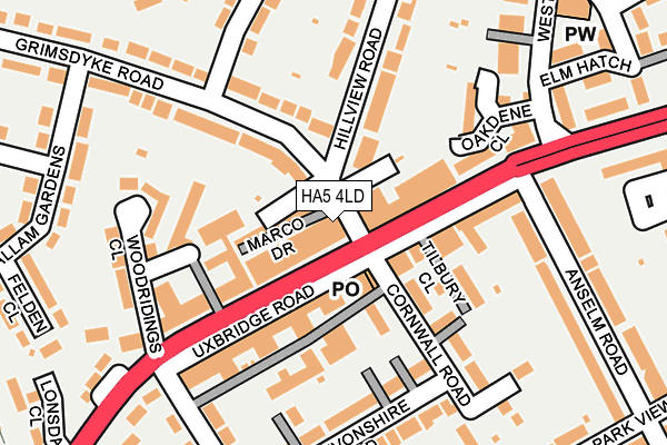 HA5 4LD map - OS OpenMap – Local (Ordnance Survey)