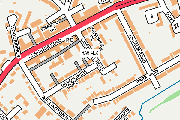 HA5 4LX map - OS OpenMap – Local (Ordnance Survey)