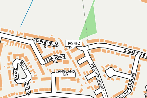 HA5 4PZ map - OS OpenMap – Local (Ordnance Survey)