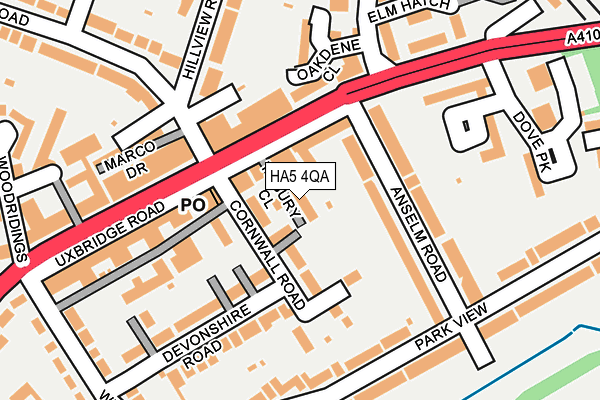 HA5 4QA map - OS OpenMap – Local (Ordnance Survey)