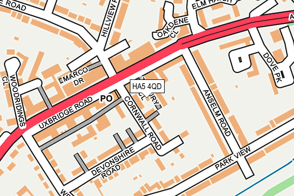 HA5 4QD map - OS OpenMap – Local (Ordnance Survey)