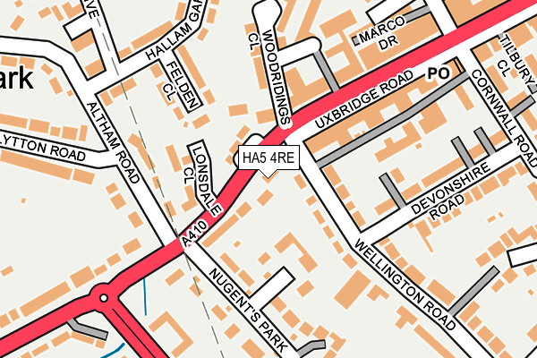HA5 4RE map - OS OpenMap – Local (Ordnance Survey)