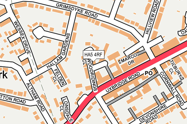 HA5 4RF map - OS OpenMap – Local (Ordnance Survey)